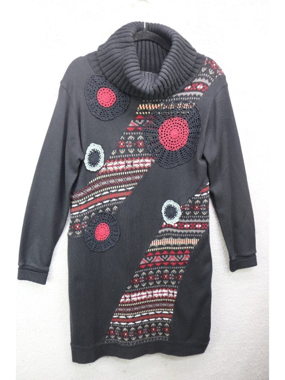 Linea Domani Turtleneck Long Sleeve Sweater Dress-Size Large-Whimsigoth-BOHO